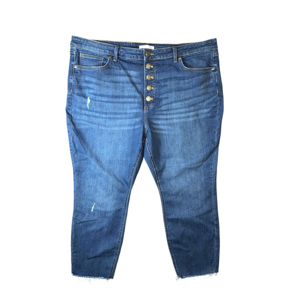 Lauren Conrad Women's Jeans Button-Fly Crop Size 40w Blue Denim (41x24.5)